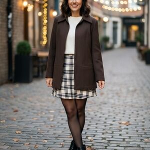 Chic Chocolate Brown Women's Blazer with Heart Zipper